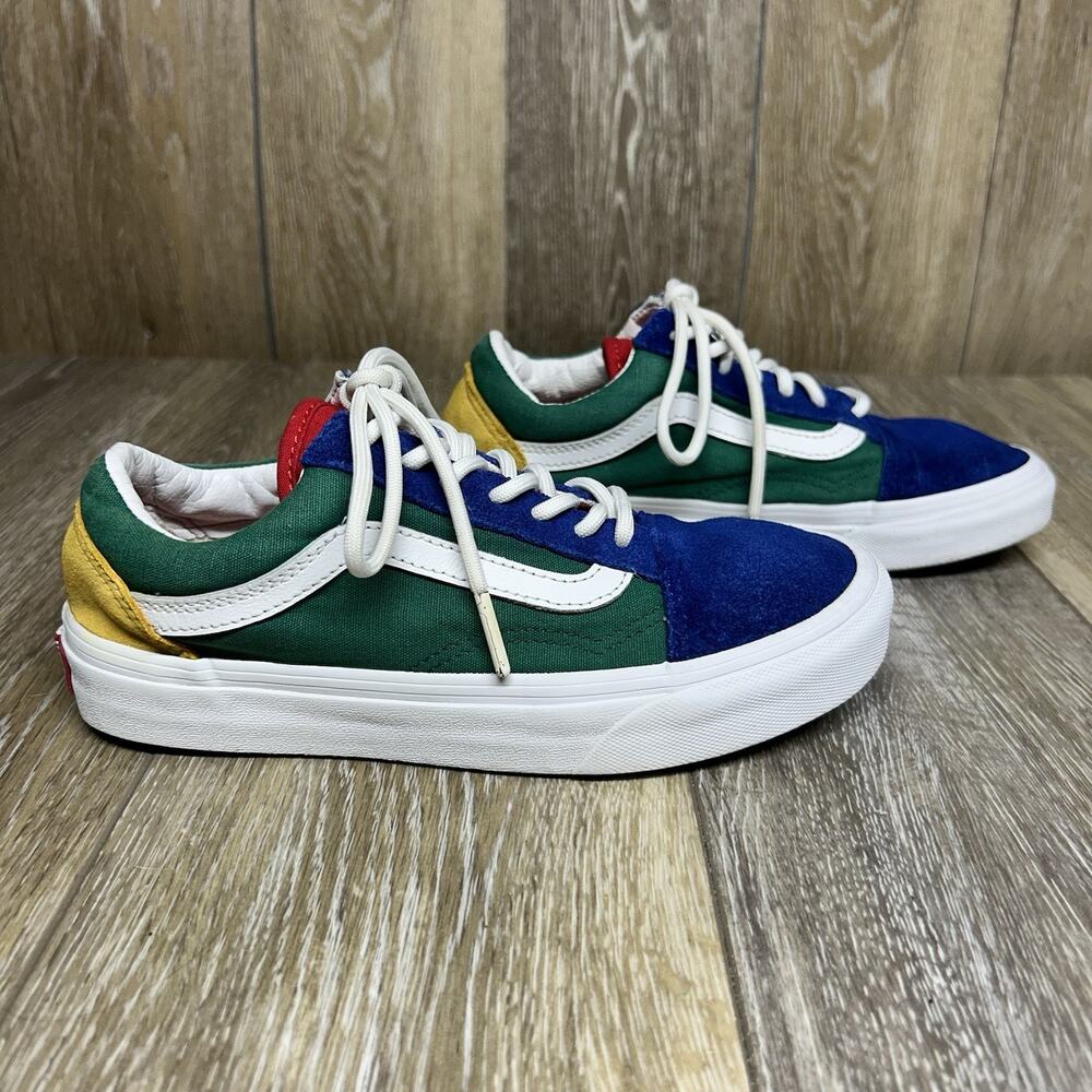 Vans Old Skool Size Mens 4.5 / Women’s 6 Blue Yellow Green Suede Sneaker Shoes
